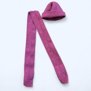 Pink Crochet Scarf and Hat Set
